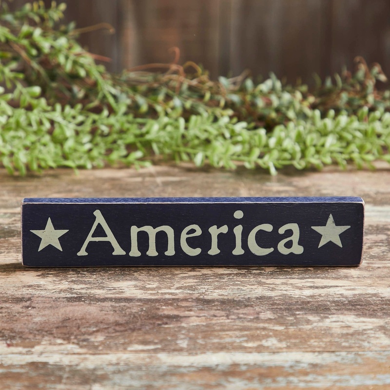 America Blue Wooden Sign 1.75×9