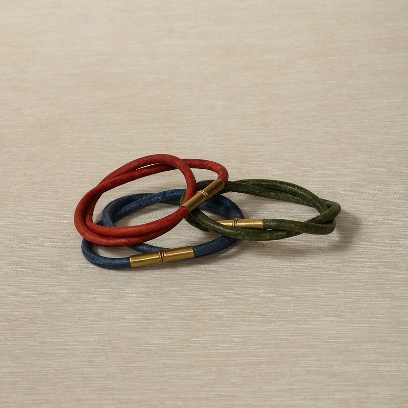 Leather cord bracelet with magnet closure