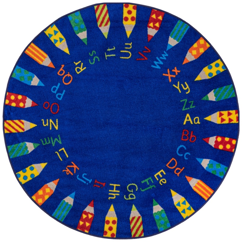 Rainbow Alphabet Rug | Blue