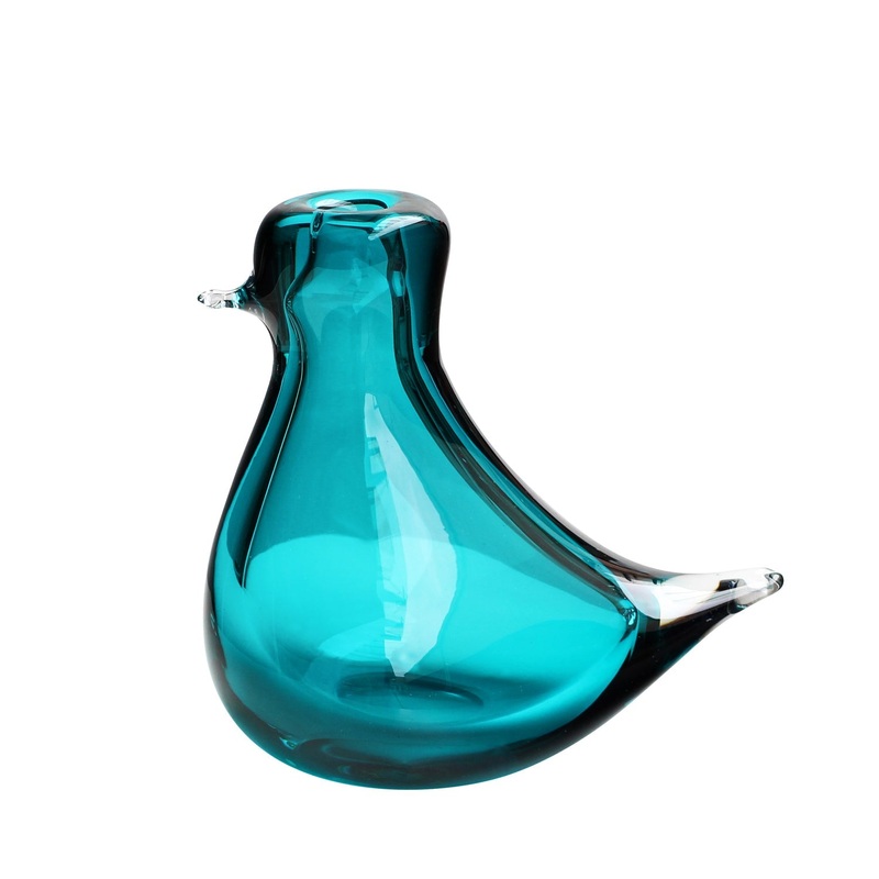 Bird Turquoise – Vase – 7 x 7 x 4 in  -Mouthblown Vase – Whimsical Design