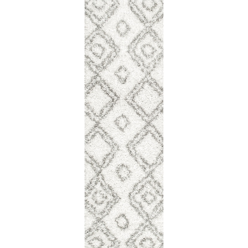 Double Diamond Shag Rug | White