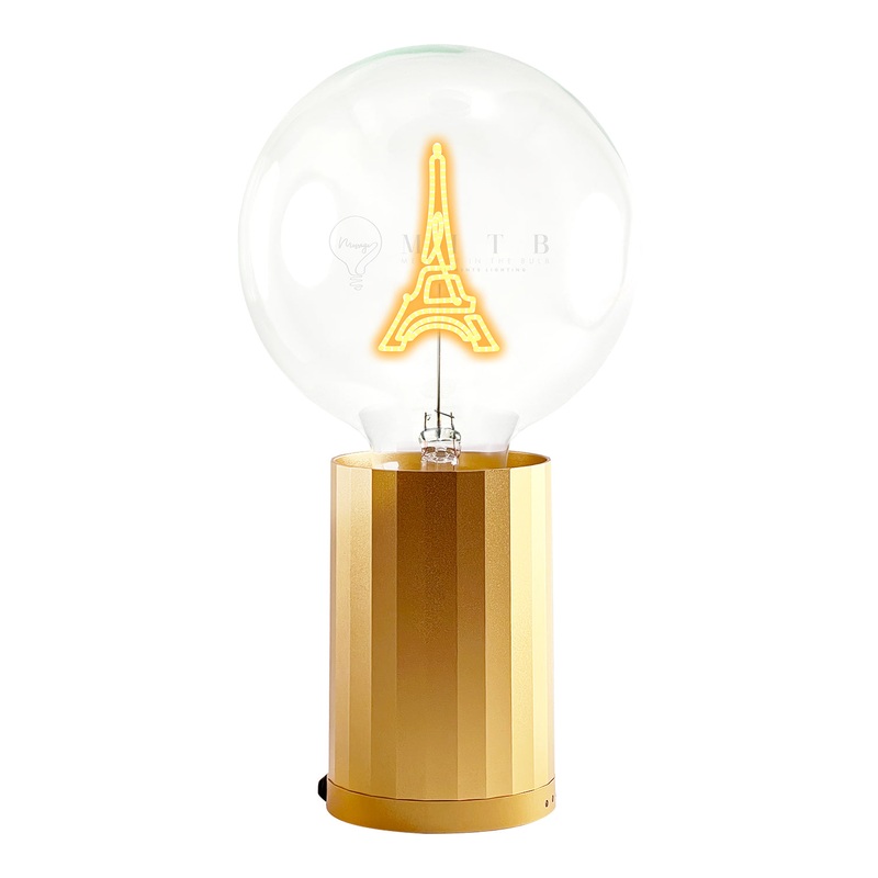 MITB Bulb EIFFEL TOWER Amber with Base Table Lamp PORTABLE