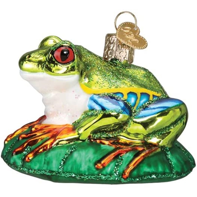Old World Christmas Hanging Glass Tree Ornament, Red-Eyed Tree Frog