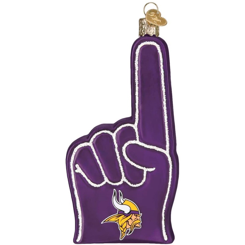 Old World Christmas Blown Glass Ornament for Christmas Tree, Minnesota Vikings Foam Finger