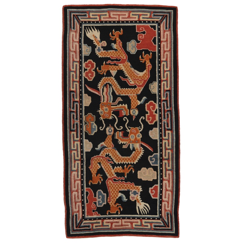 ANTIQUE TIBETAN DRAGON RUG 2’9″ X 5’8″