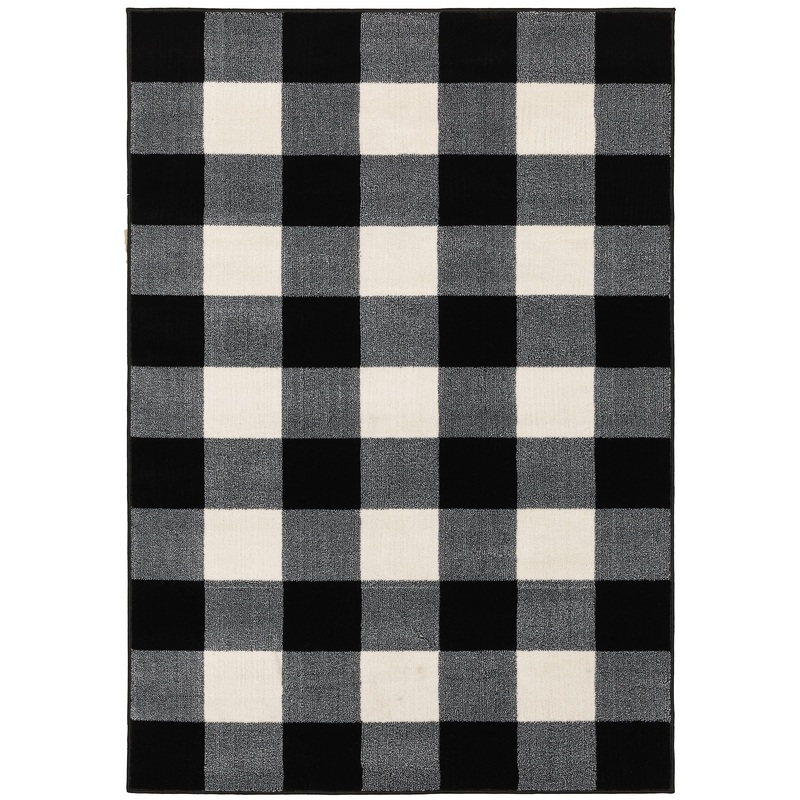 Georgia Black Ivory Farmhouse Geometric Indoor Rug