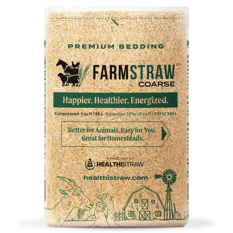 HealthiStraw FarmStraw Coarse Cut  All-Natural, Clean Animal Straw Bedding for Hobby Farms, Small Pets, 3 cu ft (Covers up to 12 cu ft)