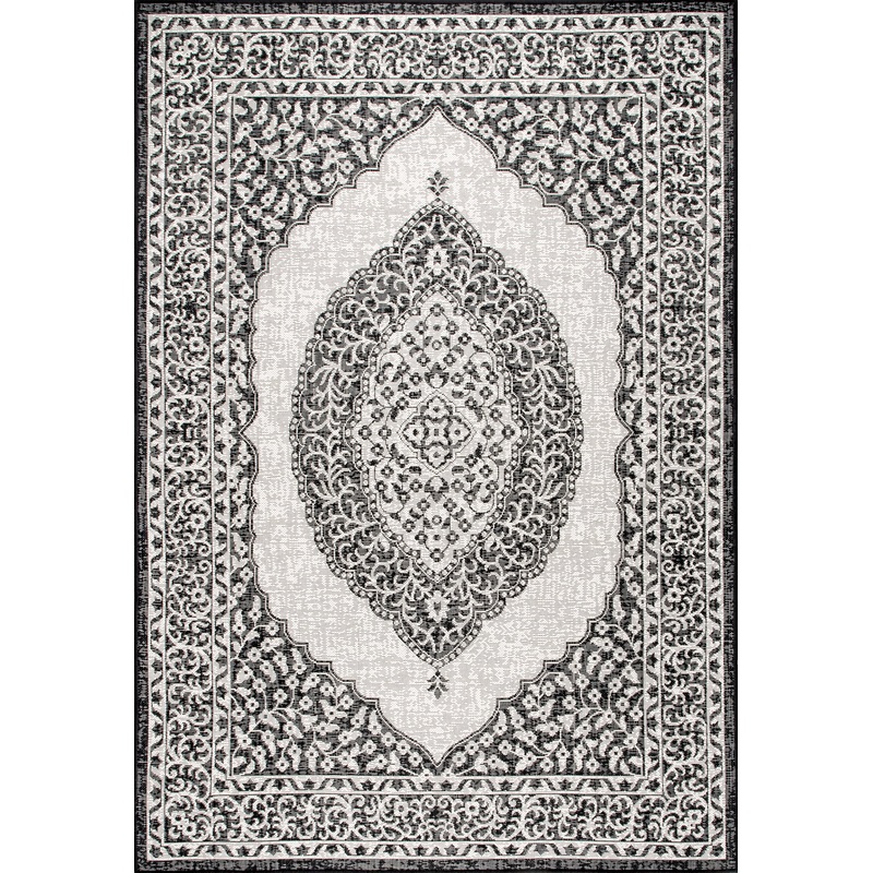 Iris Medallion Indoor/Outdoor Rug | Black