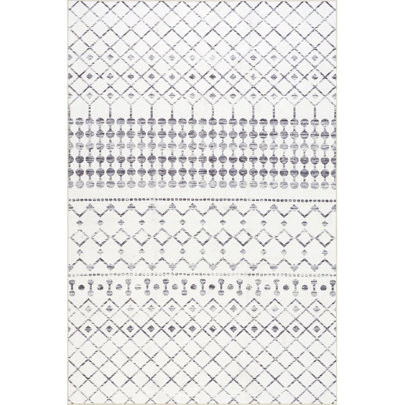 Moroccan Trellis Spill Proof Washable Rug | Grey
