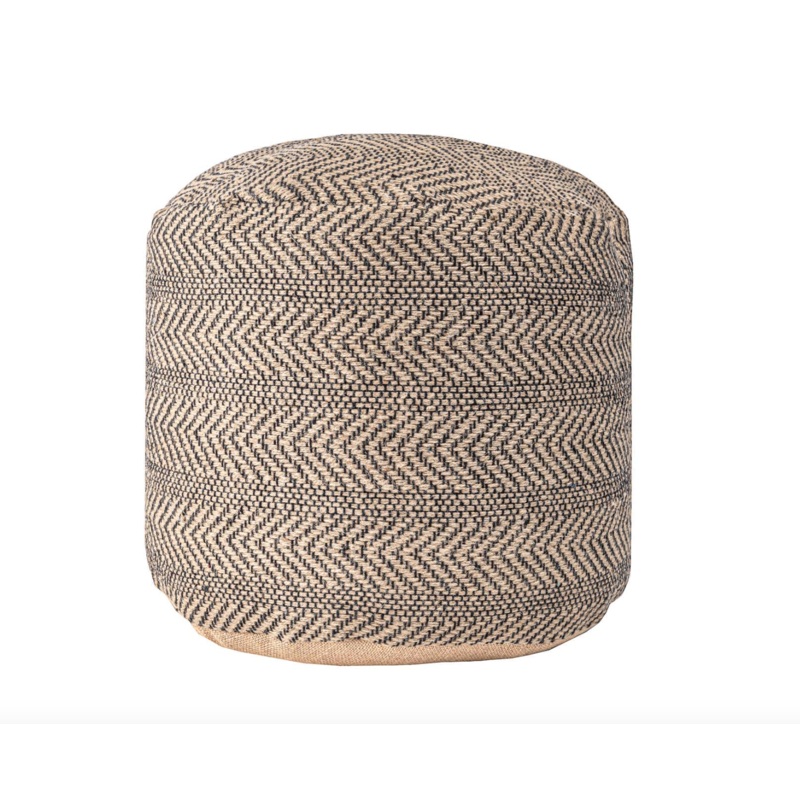 Exeter Chevron Braided Jute Filled Ottoman Pouf – Natural
