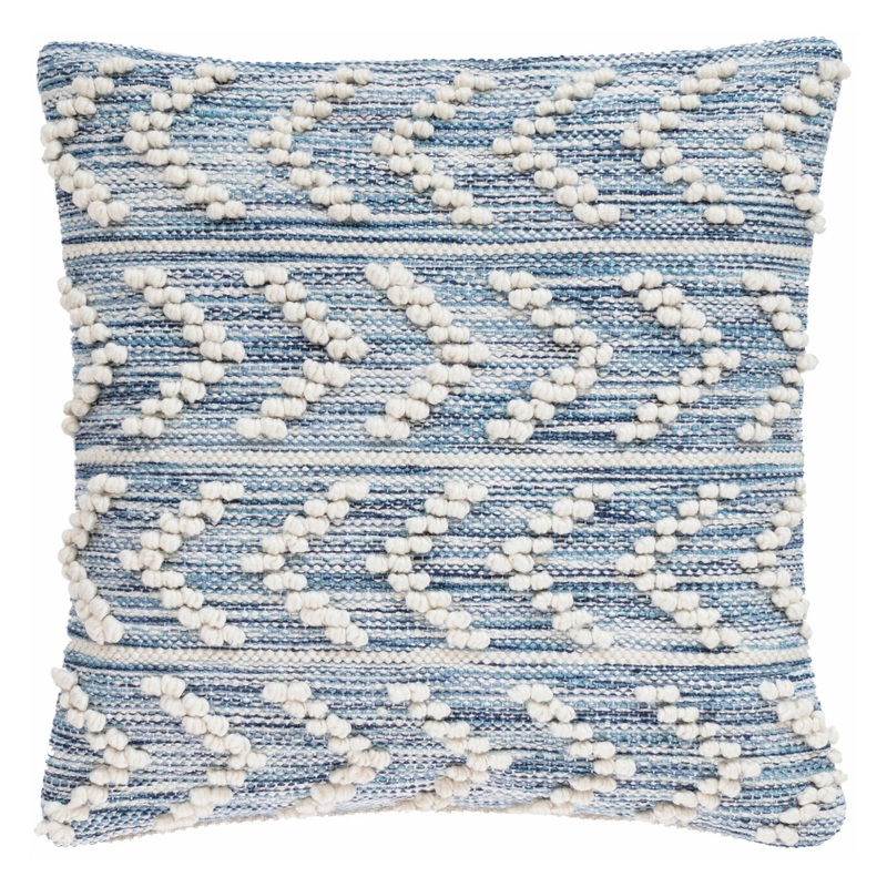 Hobnail Herringbone Indoor/Outdoor Decorative Pillow Cover | Blue
