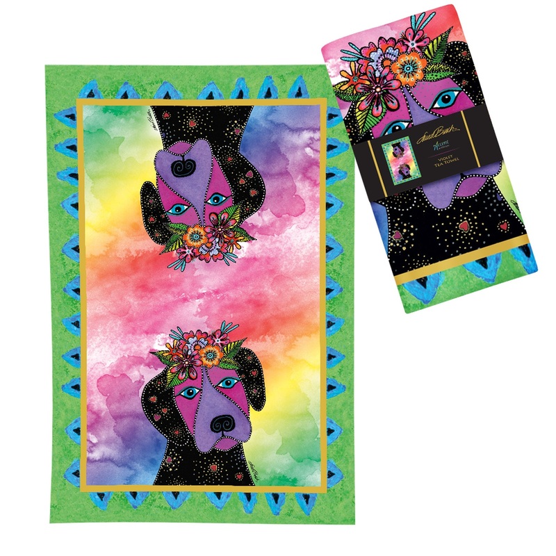 Laurel Burch Violet Kitchen Tea Towel 18×28″