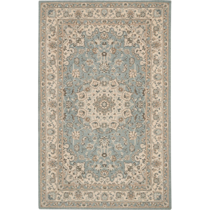 Nourison Living Treasures 3’6″ x 5’6″ Aqua/Ivory Farmhouse Indoor Rug