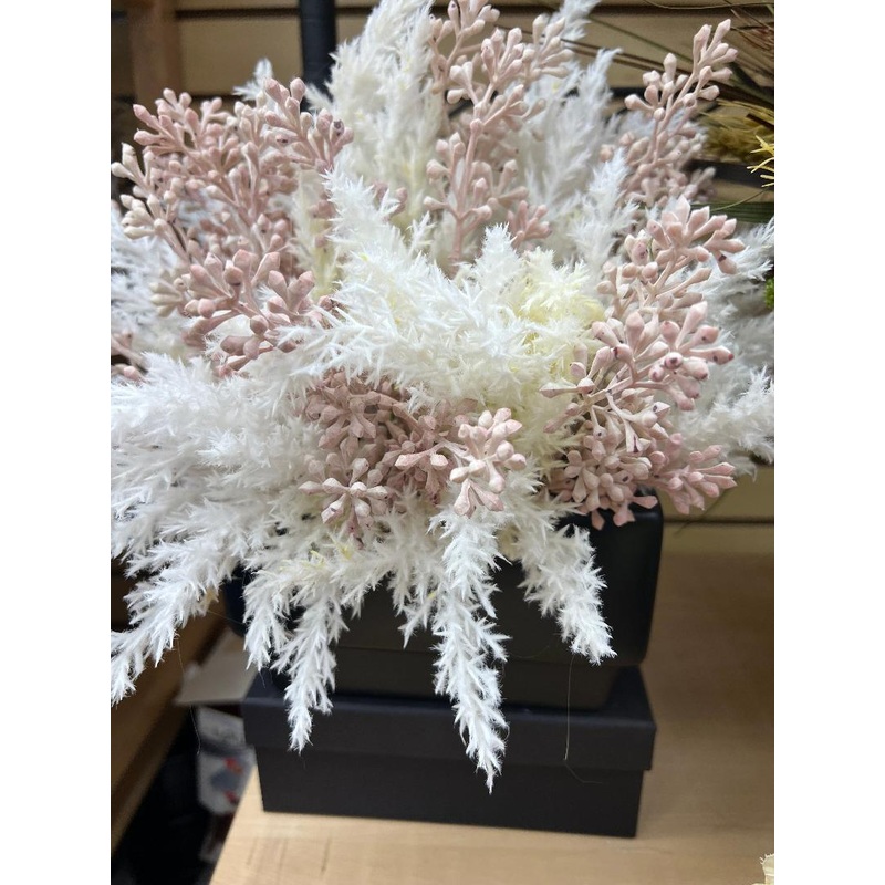 CDI Pampas & Eucalyptus Floral in black square pot