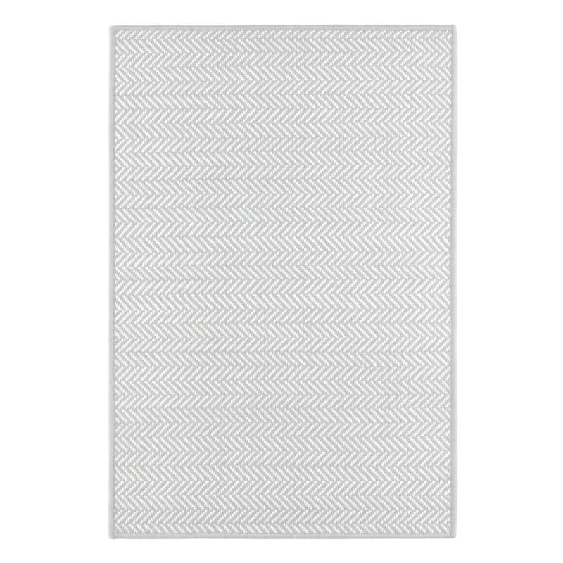 Herringbone Handwoven Indoor/Outdoor Custom Rug | Pearl Grey/White