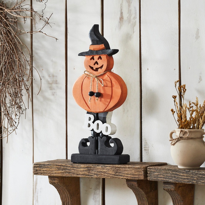 Boo Wooden Jack-O-Lantern 15.5×7.25×2