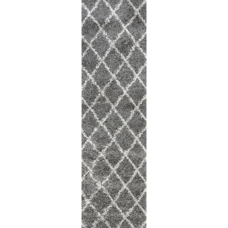 Easy Shag Lattice Rug | Grey