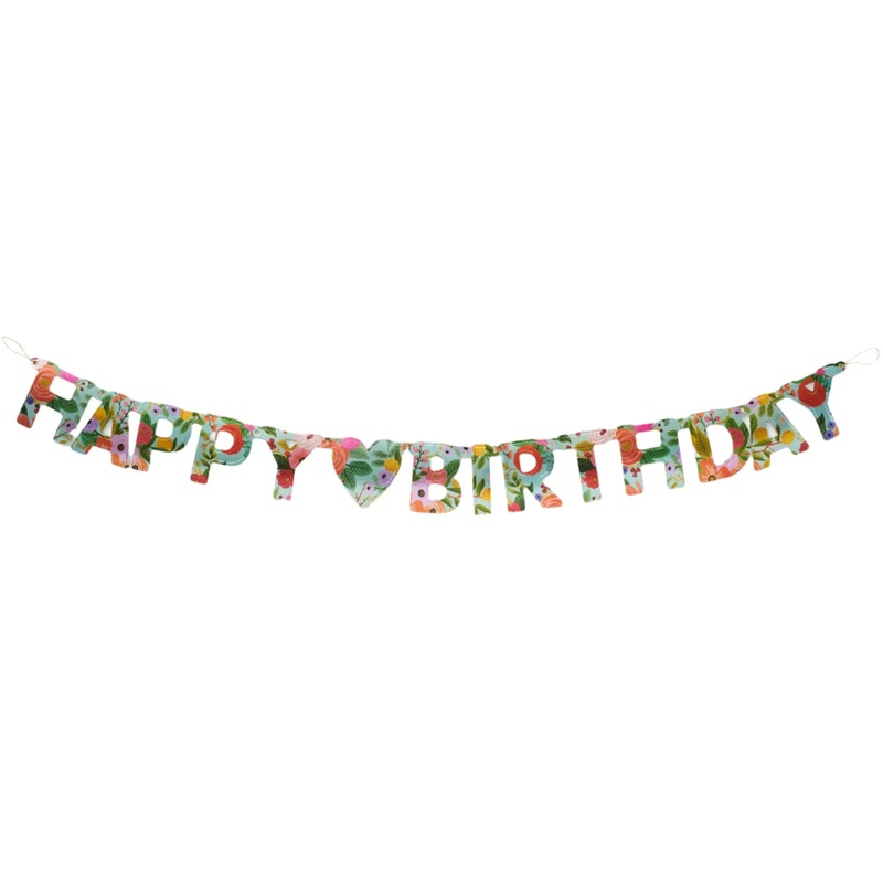 Garden Party Happy Birthday Banner
