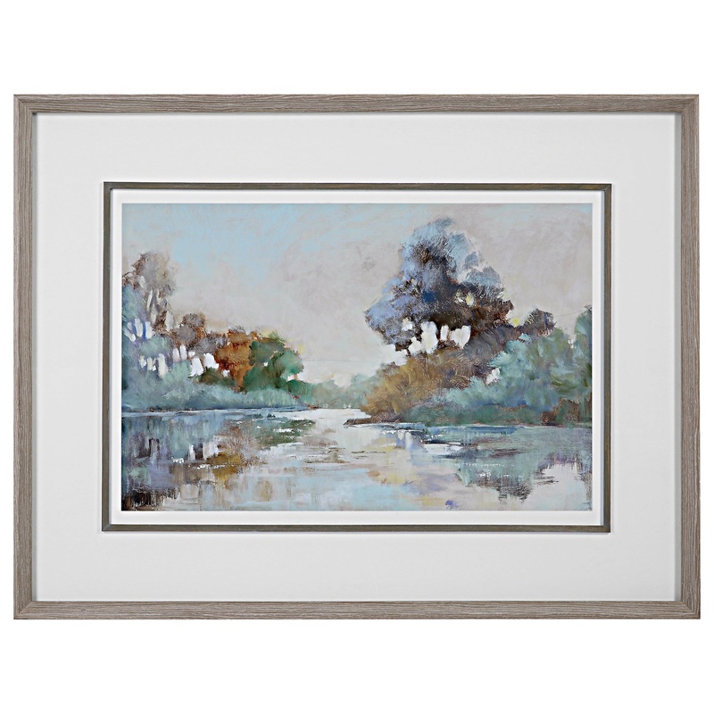 Morning Lake Watercolor Framed Print