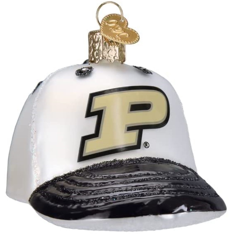 Old World Christmas Blown Glass Ornament for Christmas Tree, Purdue Baseball Cap