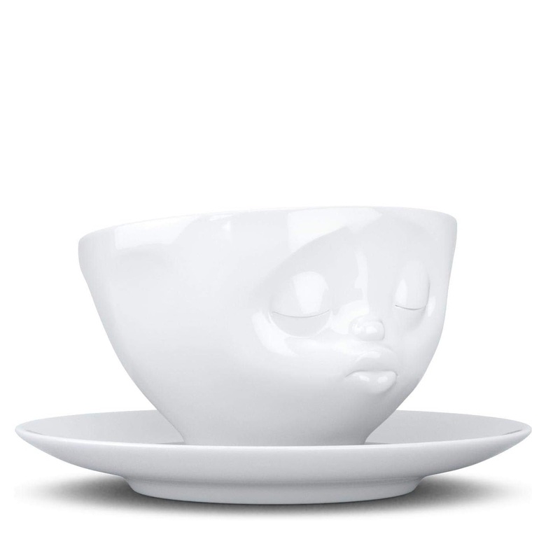 Coffee Cup with Saucer, Kissing Face