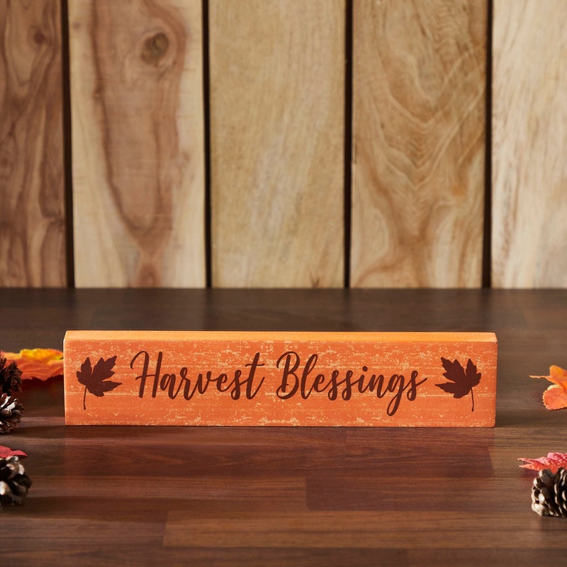 Harvest Blessings Fall Leaves MDF Sign 2.75×13