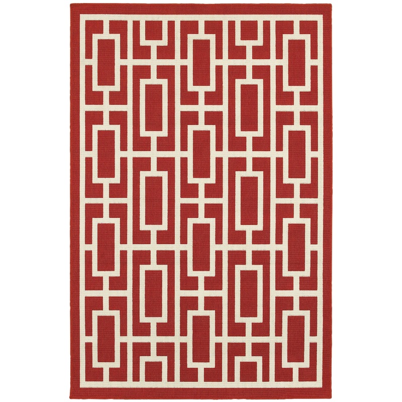 Meridian Red Ivory Moroccan Geometric Indoor/Outdoor Rug