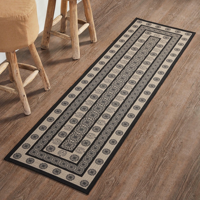 Custom House Black Tan Jacquard Indoor/Outdoor Rug/Runner Rect 22×78