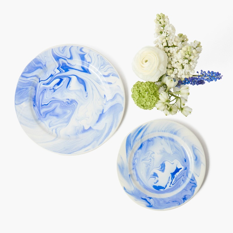 Julia Blue Marbled Starter Plate