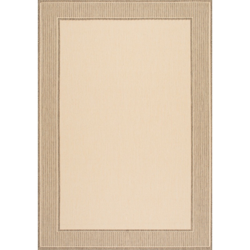 Monochrome Bordered Indoor/Outdoor Rug | Beige
