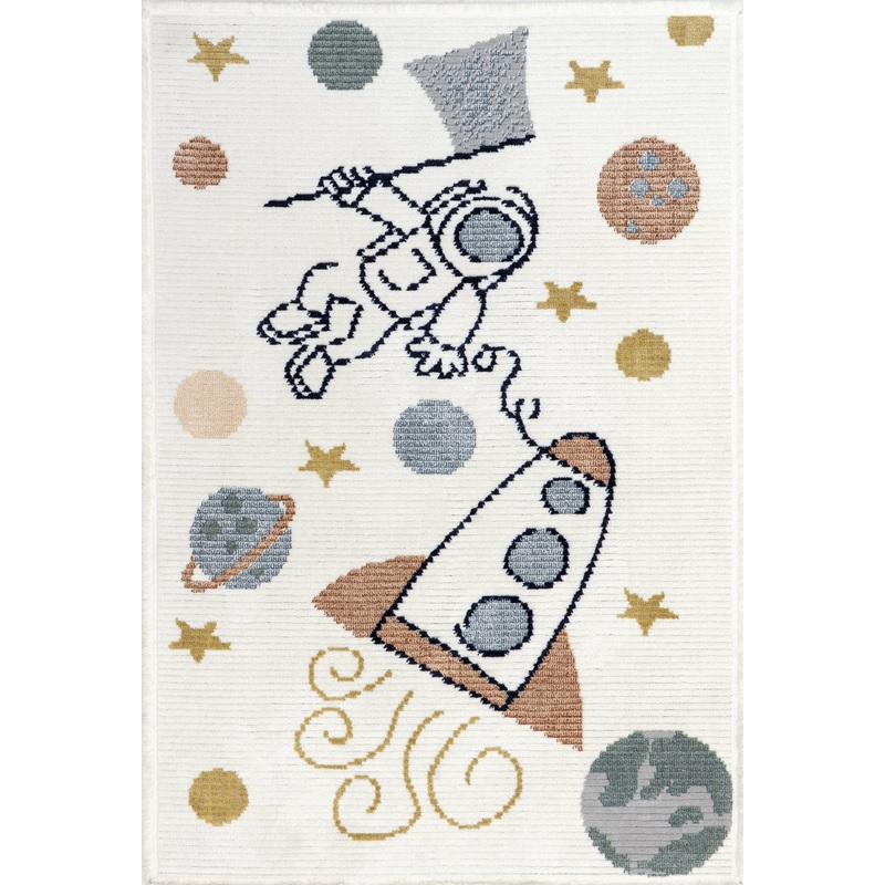 Rasha Kids Astronauts In Space Rug | Beige