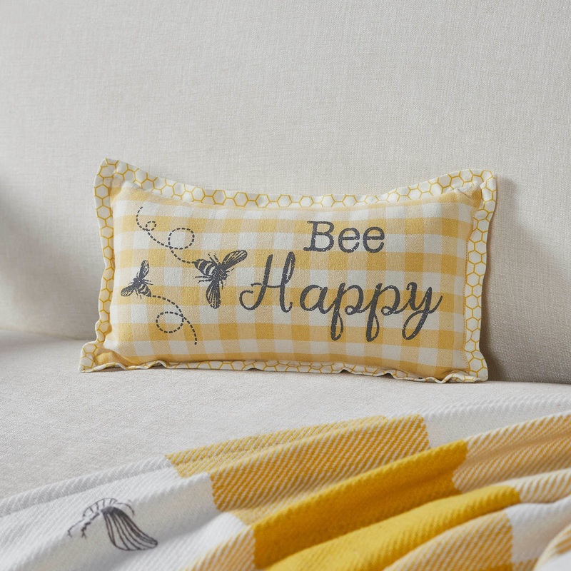 Buzzy Bees Bee Happy Pillow 7×13