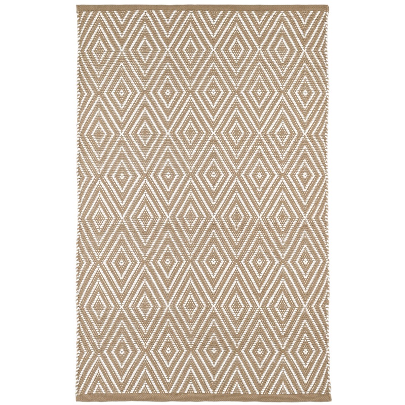 Diamond Handwoven Indoor/Outdoor Rug | Khaki/White