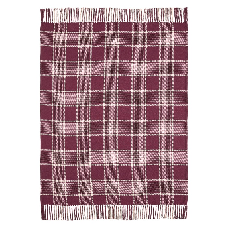 Eston Burgundy Tan Plaid Throw 50×60