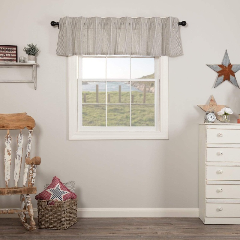 Hatteras Seersucker Blue Ticking Stripe Valance 16×72