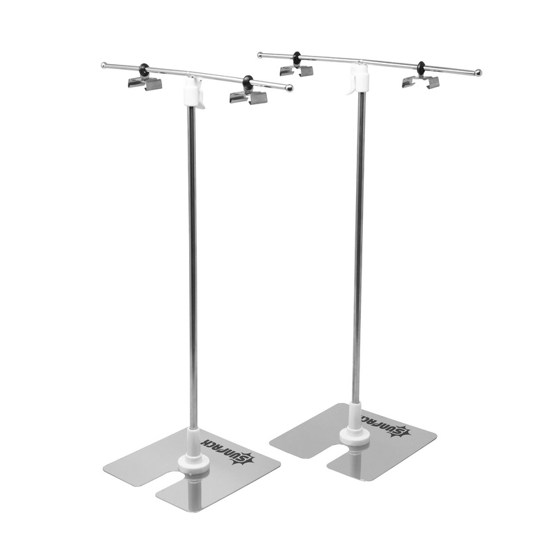 SunPack Mini Double Metal Light Stand for Indoor Seed Starting/Gardening, Grey,  16-29″