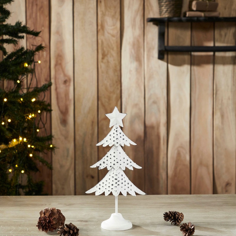 Christmas Tree Antique White Metal Figurine 11.25×5.75×2.75