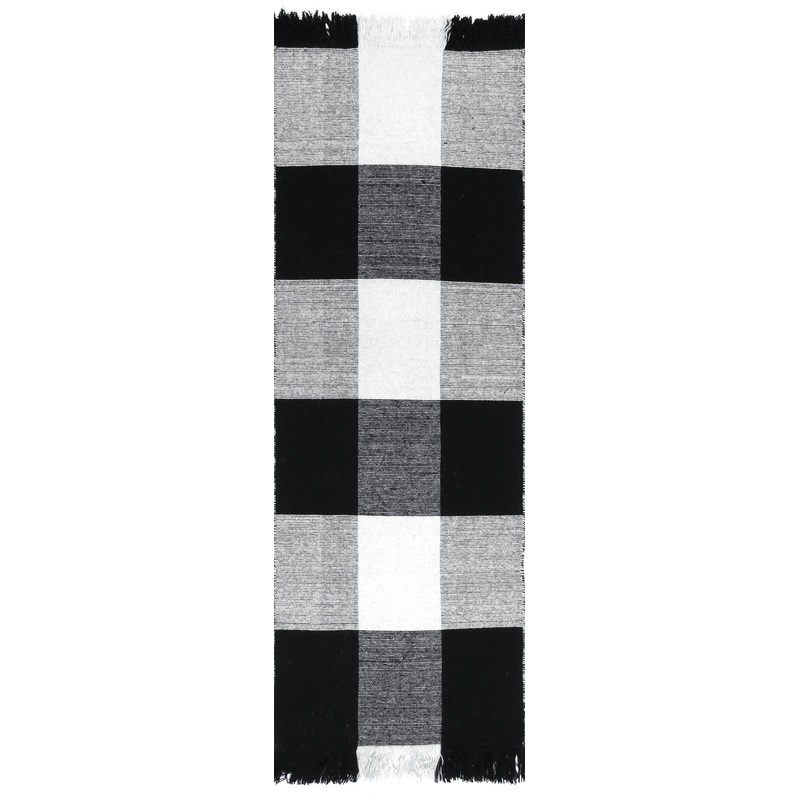 Fringed Plaid Rug | Black