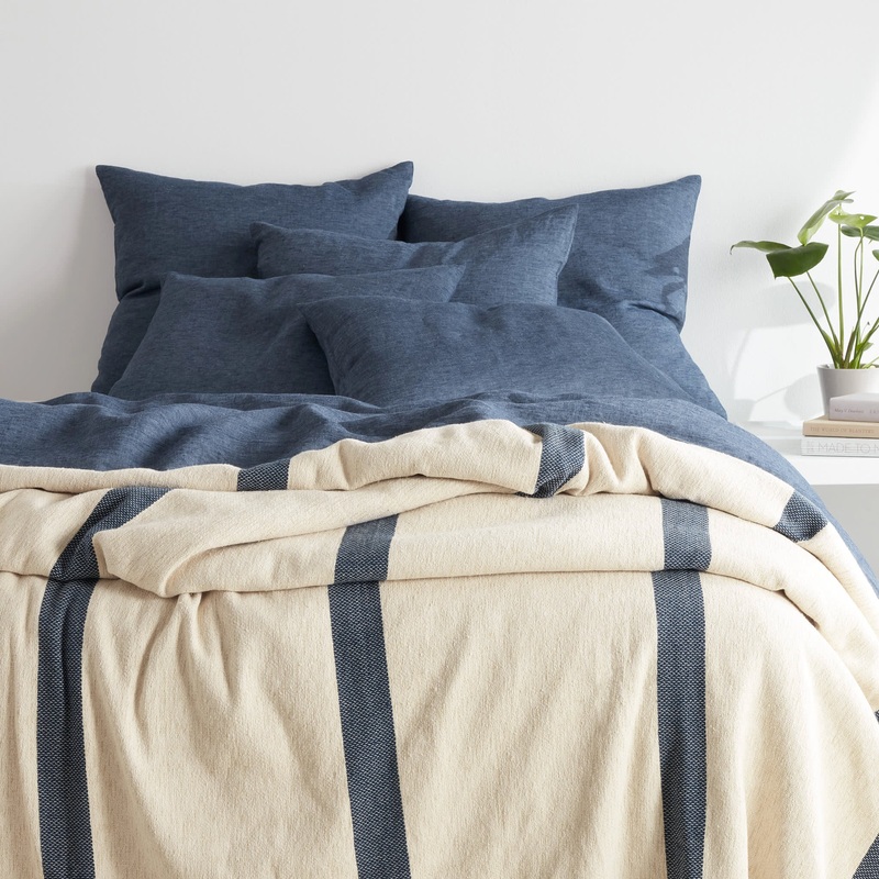 Magnolia Stripe Blanket | Navy