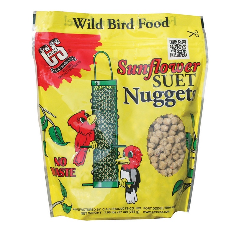C & S Sunflower Suet Nuggets Wild Bird Food Resealable Bag, 27 oz