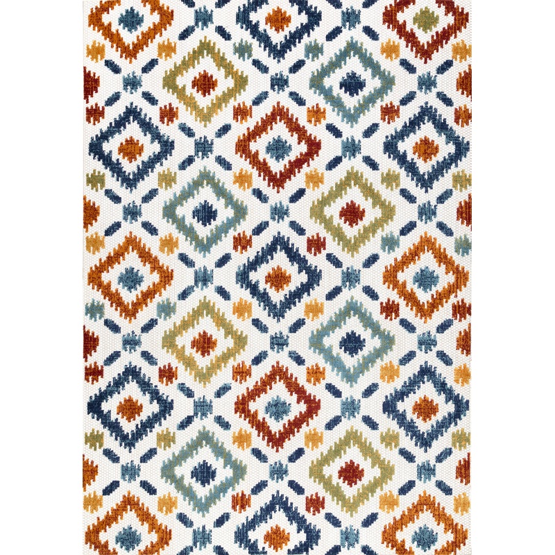Hatched Trellis Indoor/Outdoor Rug | Blue