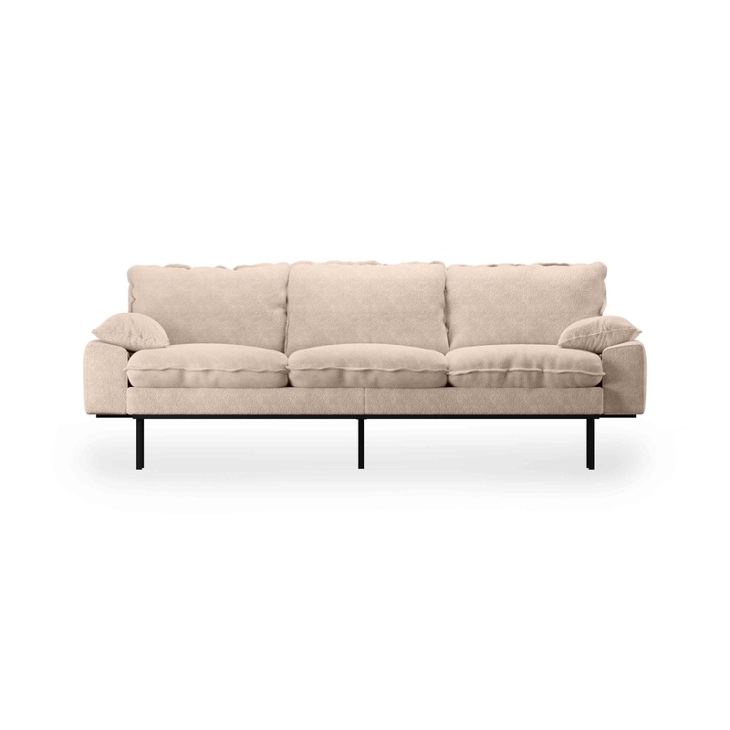 Retro Sofa 3 Seats Boucle, Taupe