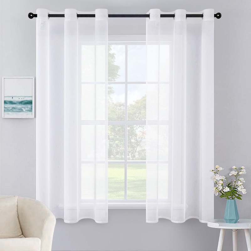 MIULEE Solid Color Sheer Curtains 54 Inches Long 2 Panels Set – Elegant Lightweight Grommet Light Filtering Window Voile Panels/Drapes/Treatment for Bedroom Living Room W42 x L54 Inch, White