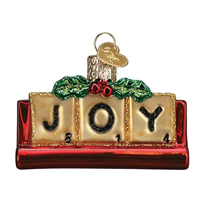 Old World Christmas Glass Blown Ornaments, Joyful Scrabble, 1.75″