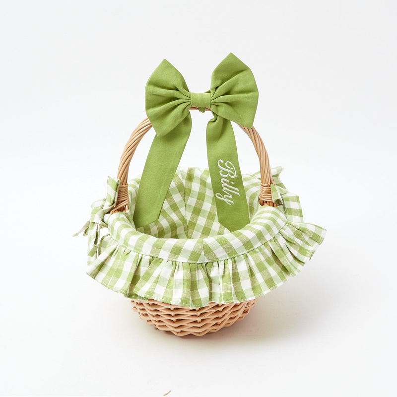 Green Gingham Basket