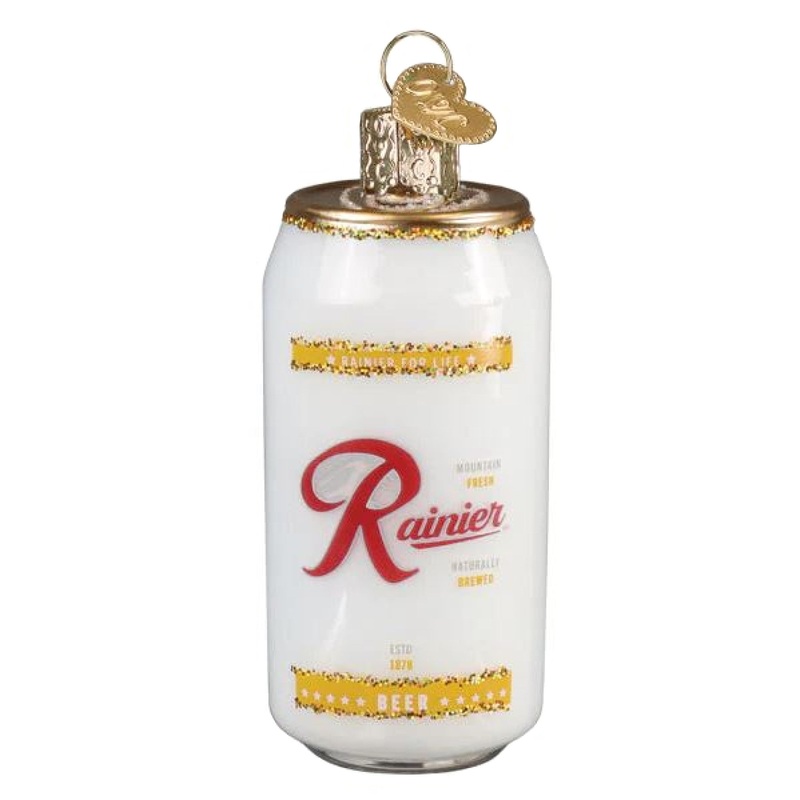 Old World Christmas Blown GlassOrnament for Christmas Tree,Rainier Beer Can