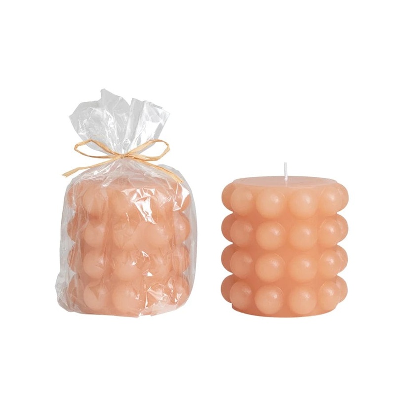 Pink Hobnail Pillar Candle