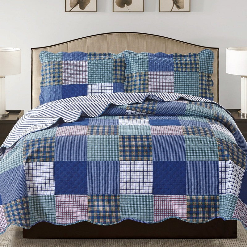 Suzy 3 Piece Quilt Set – Blue