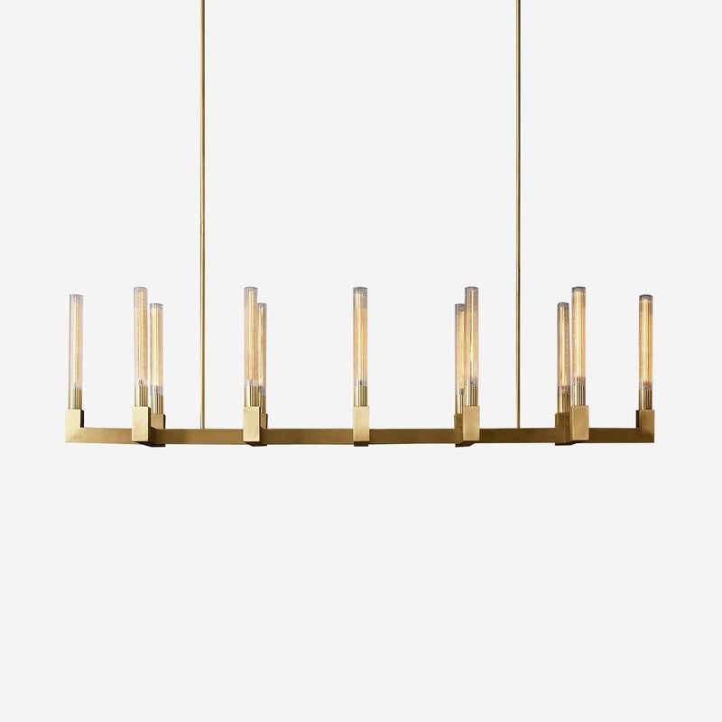 Brass rectangular glass chandeliers