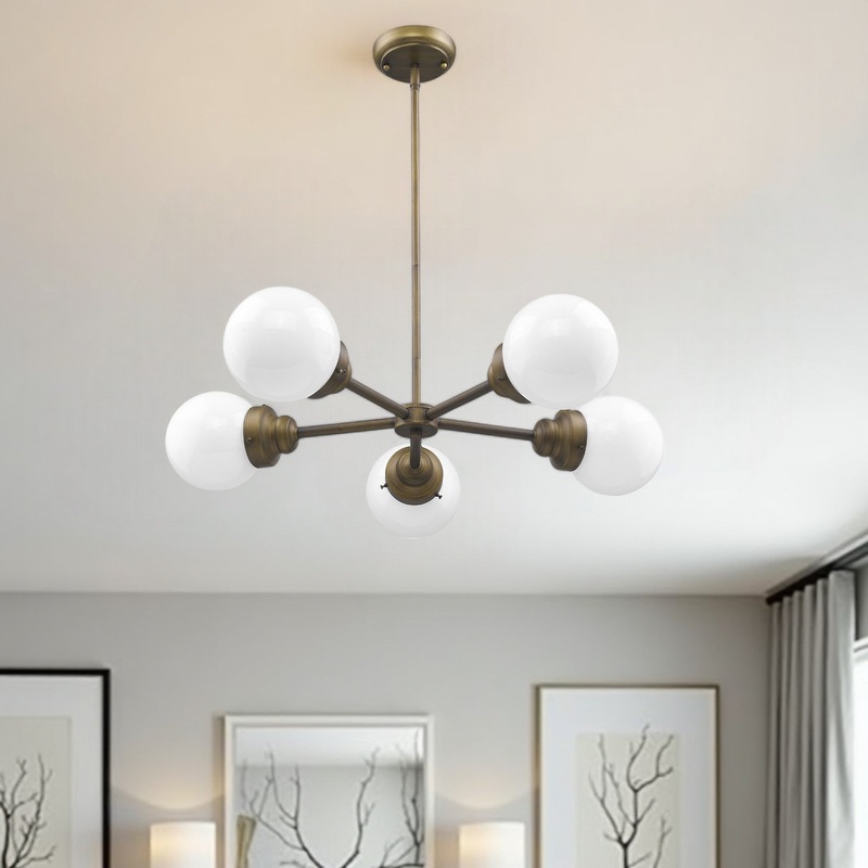 Bronze Five Light Mid Centrury Modern Chandelier